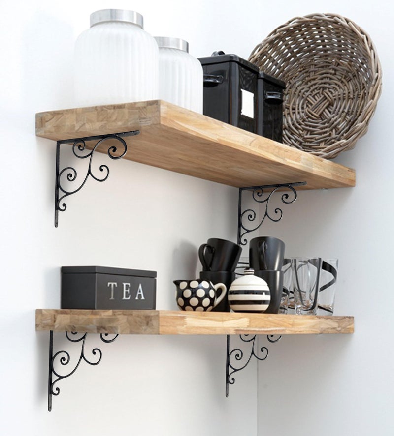 NACH Decorative Shelf Brackets, 2 Pack of 10 x 0.9 x 10 inch, Black Cast Iron Shelving Brackets - Metal Shelf Brackets for Wall - Victorian Scroll Shelf Bracket - Image 4